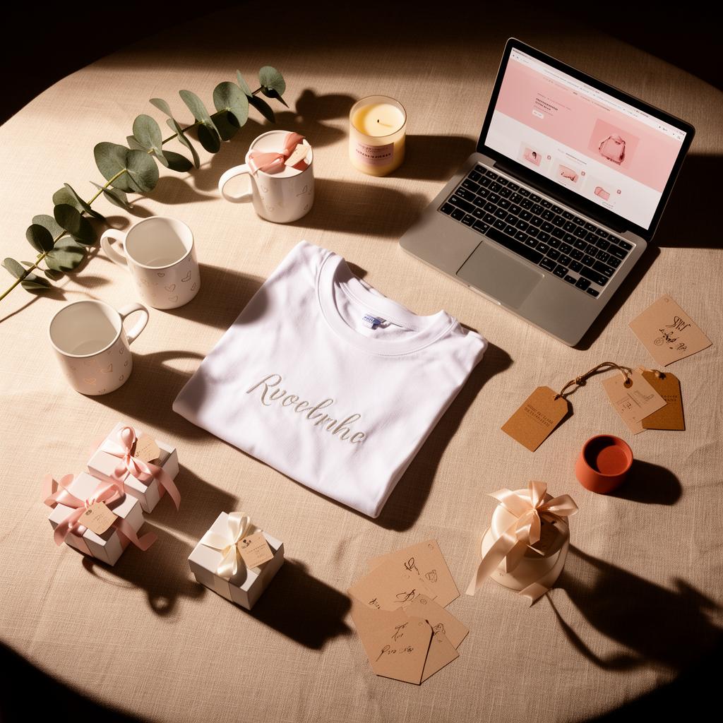 Kit visual de uma marca de produtos personalizados pronta para vender online